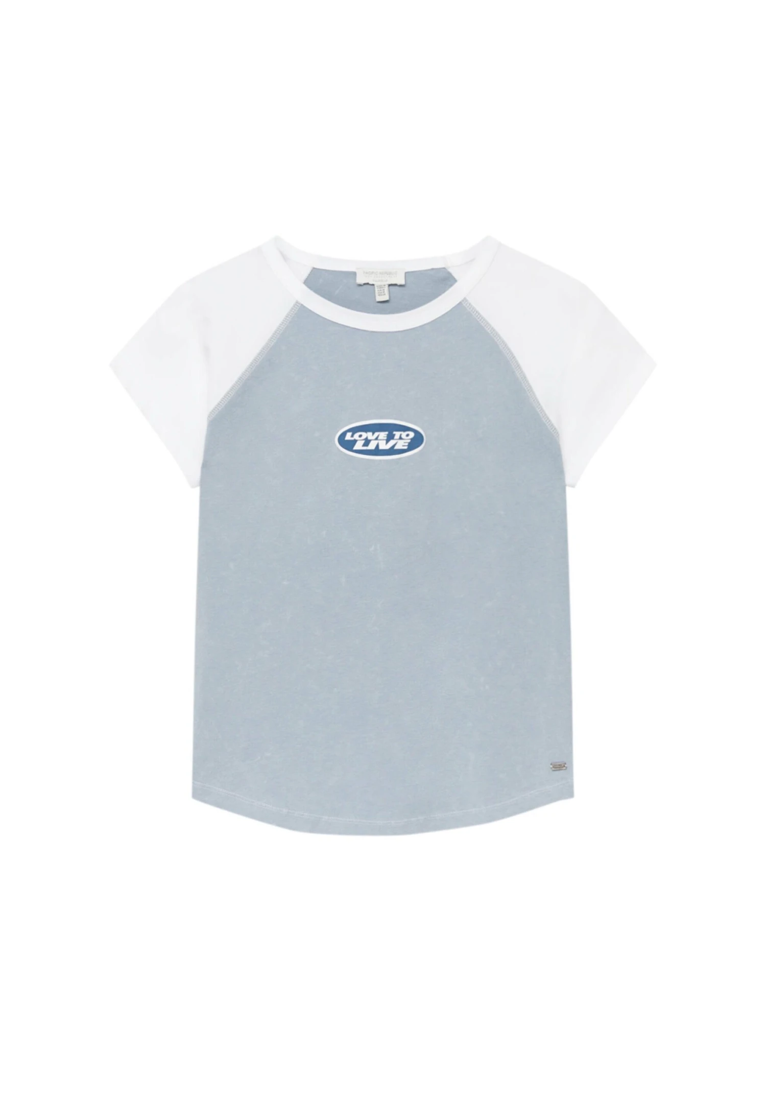 PULL & BEAR With Short Raglan Sleeves - T-Shirt Print - Blue - Afbeelding 5