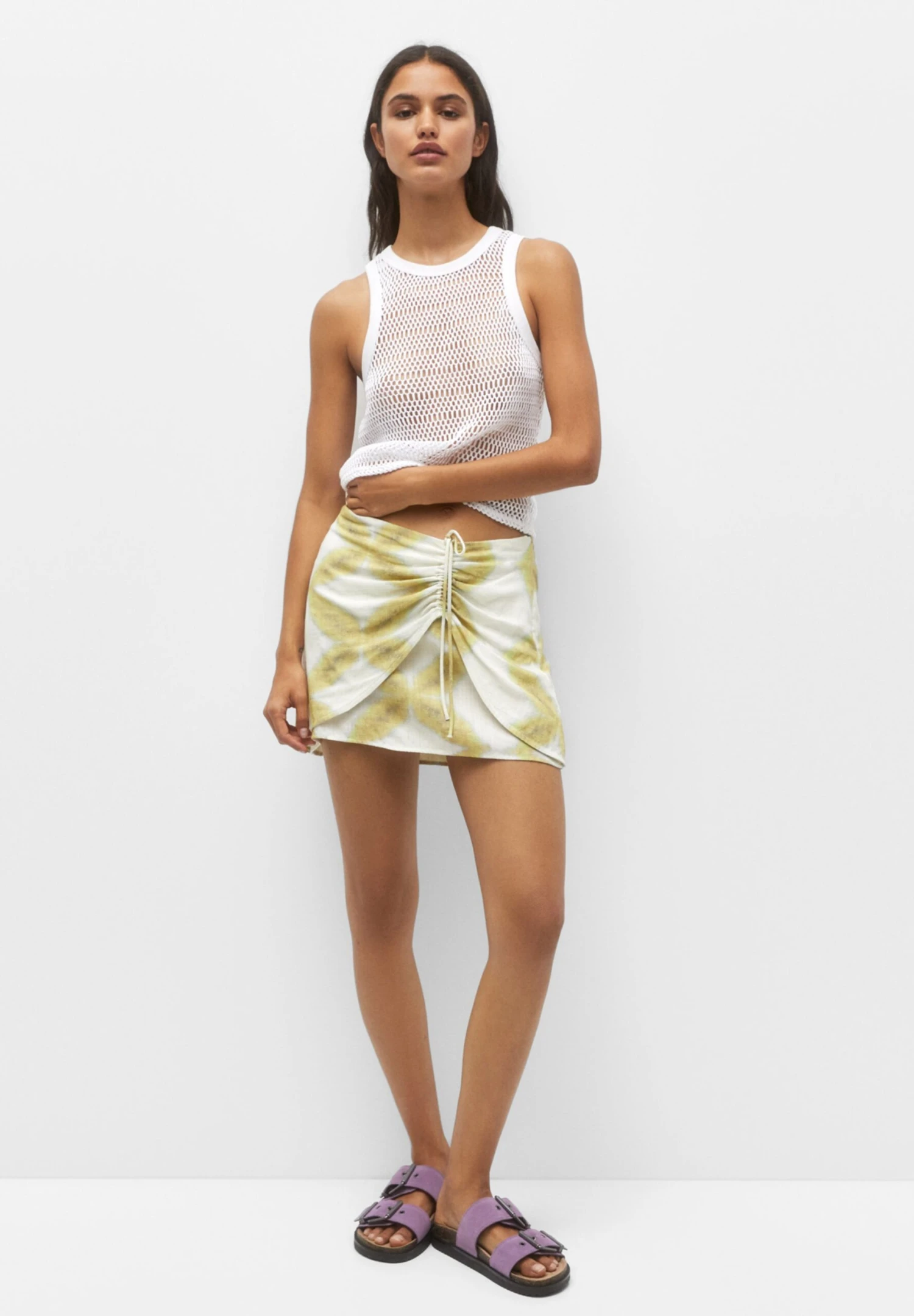 PULL & BEAR Printed With Gathered Detail- Minirok - Light Green - Afbeelding 2