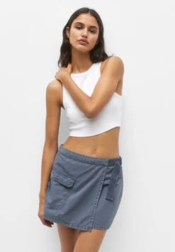 PULL & BEAR Crossover With Pockets- Wikkelrok - Blue/Grey