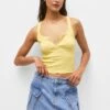 PULL & BEAR With Chest Opening - Strappy - Top - Yellow