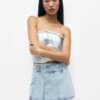 PULL & BEAR With Box Pleats- Wikkelrok - Stone Blue Denim