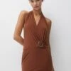 PULL & BEAR Short Halter With Buckle - Jurk - Light Brown