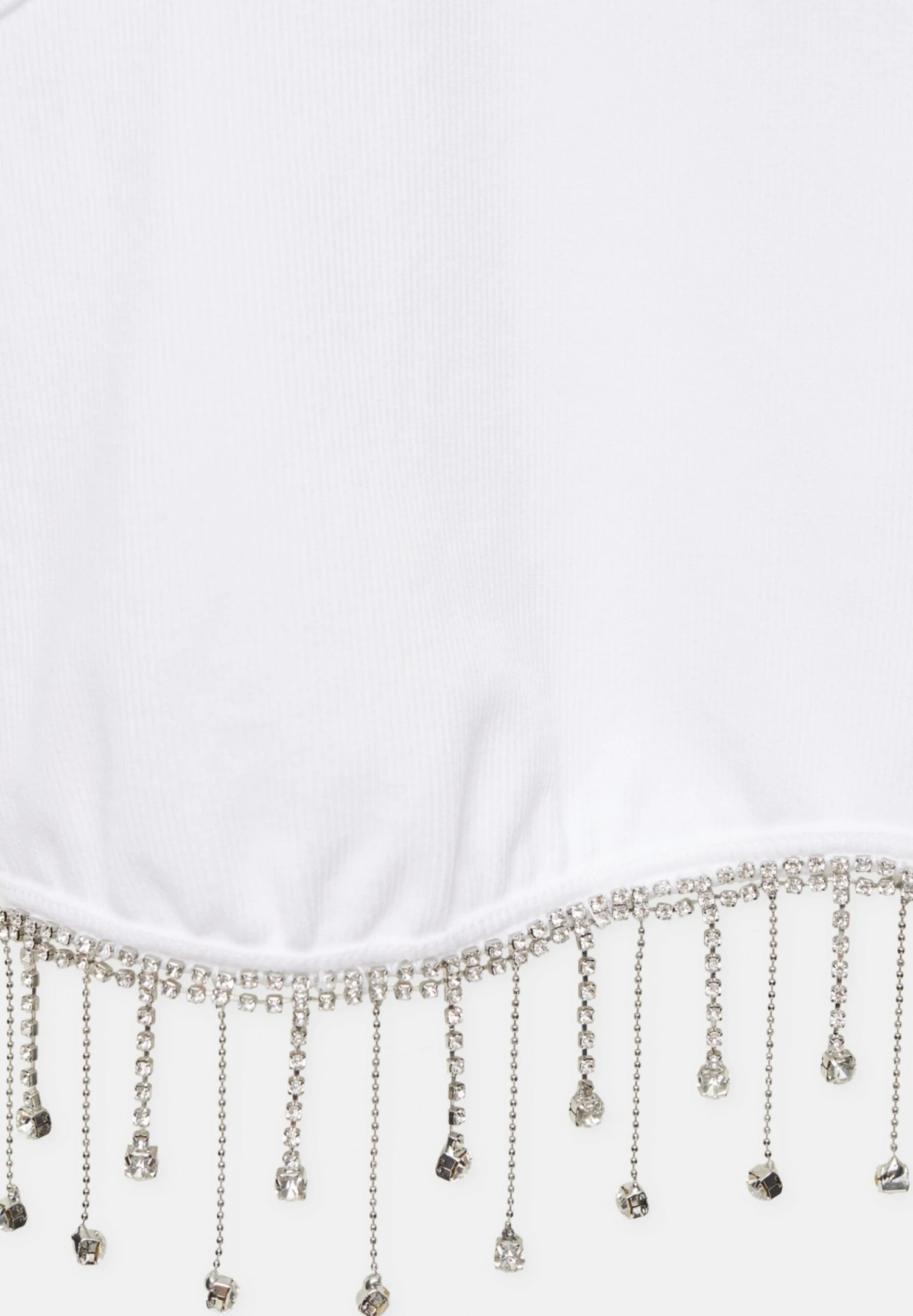PULL & BEAR Crop Top With Rhinestone-Embellished Hem - Top - White - Afbeelding 6