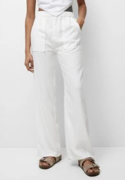 PULL & BEAR Flowing With Frayed Pockets - Broek - White