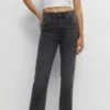 PULL & BEAR High Waist - Straight Leg Jeans - Grey Denim