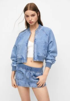 PULL & BEAR With An Elastic Waist - Minirok - Blue Denim