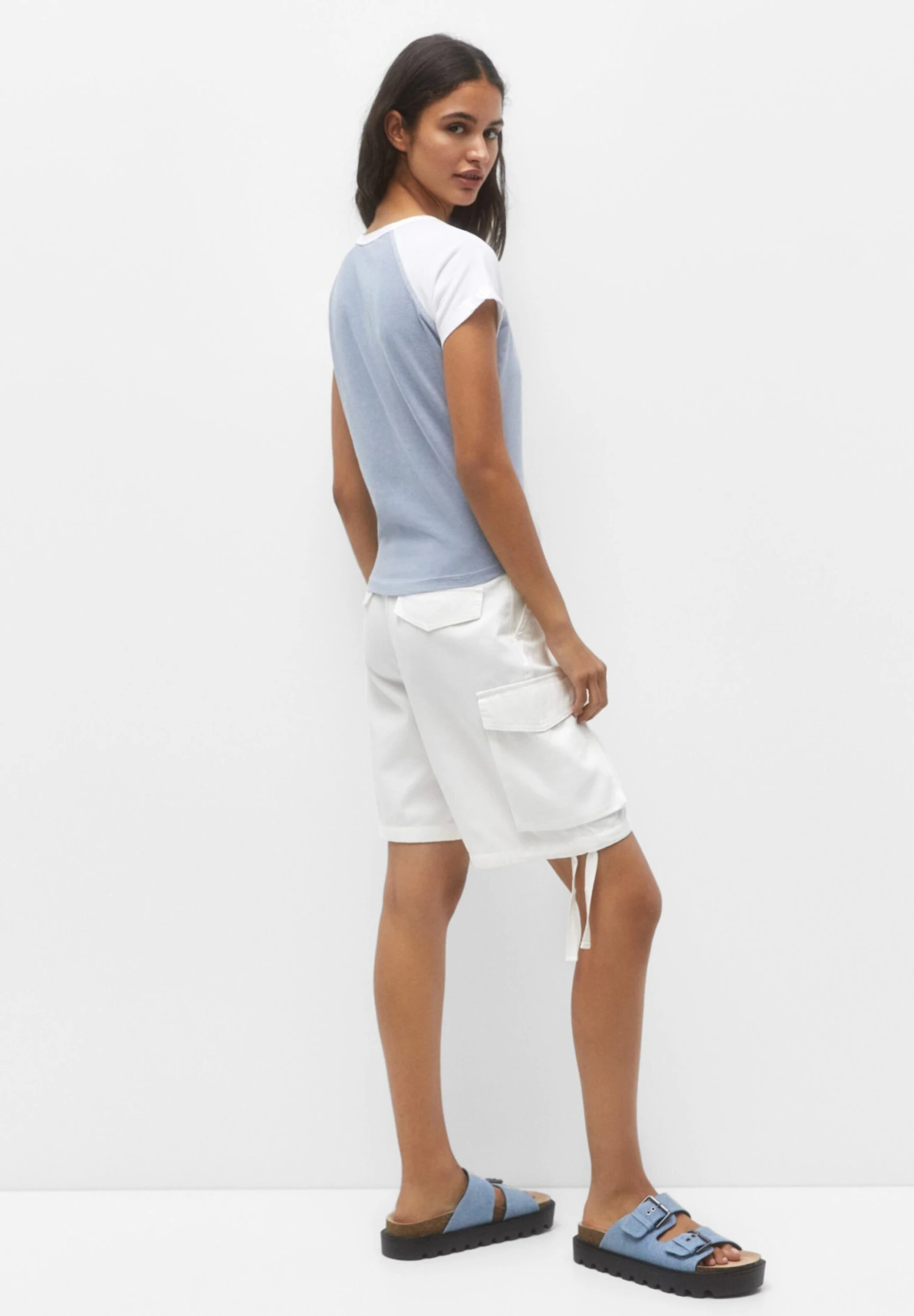 PULL & BEAR With Short Raglan Sleeves - T-Shirt Print - Blue - Afbeelding 3