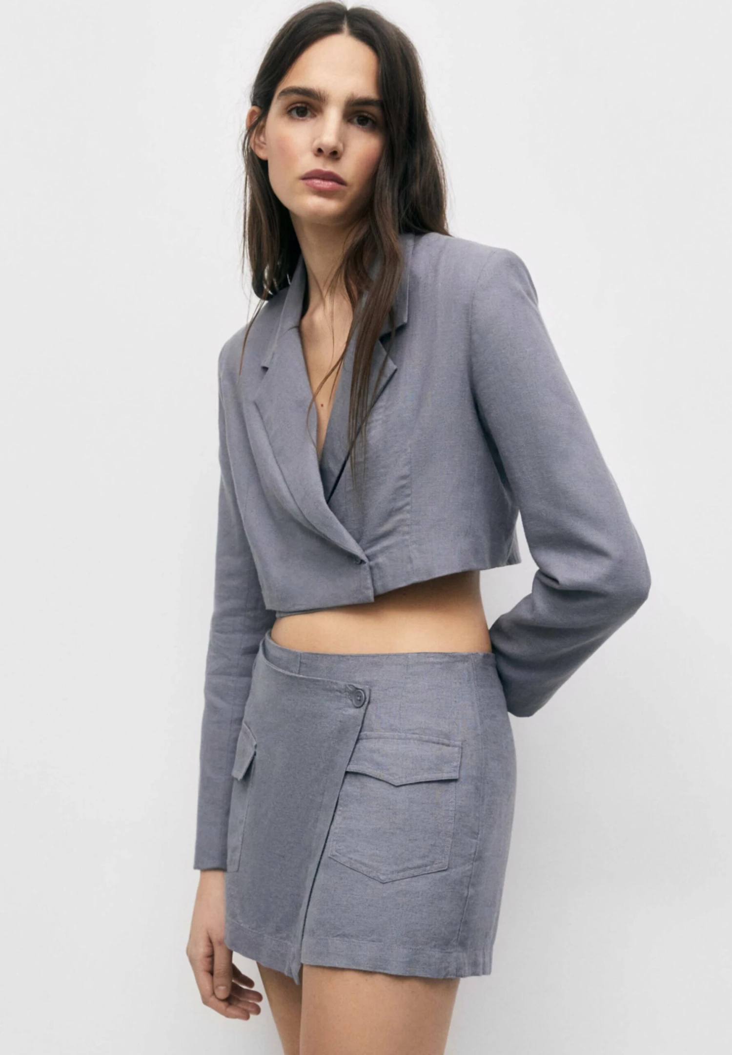 PULL & BEAR Crossover With Pockets - Wikkelrok - Grey
