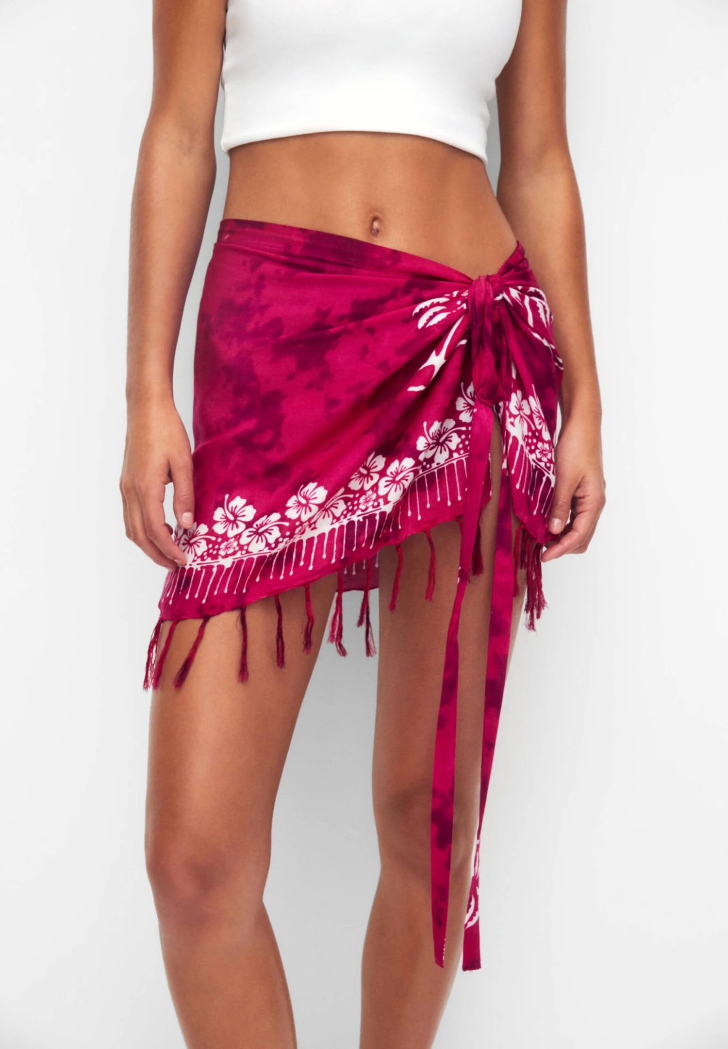 PULL & BEAR Sarong Palm Trees - Strandaccessoire - Pink - Afbeelding 4