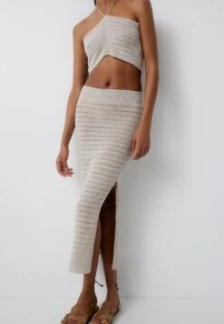 PULL & BEAR Crochet - A-Lijn Rok - Camel