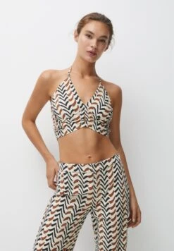 PULL & BEAR Printed Crop - Top - Sand