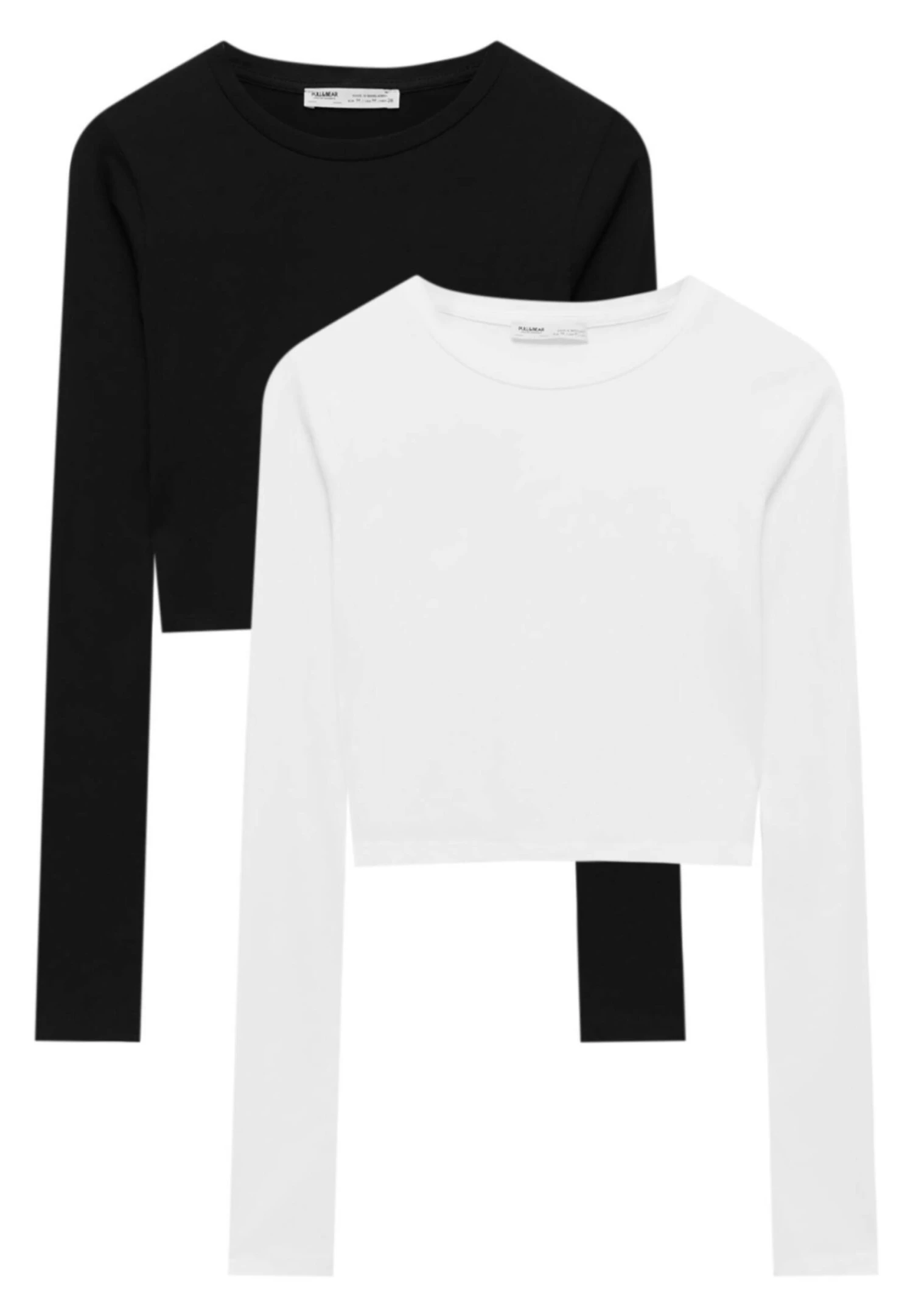 PULL & BEAR 2-Pack Of Basic- Longsleeve - Metallic Black - Afbeelding 4