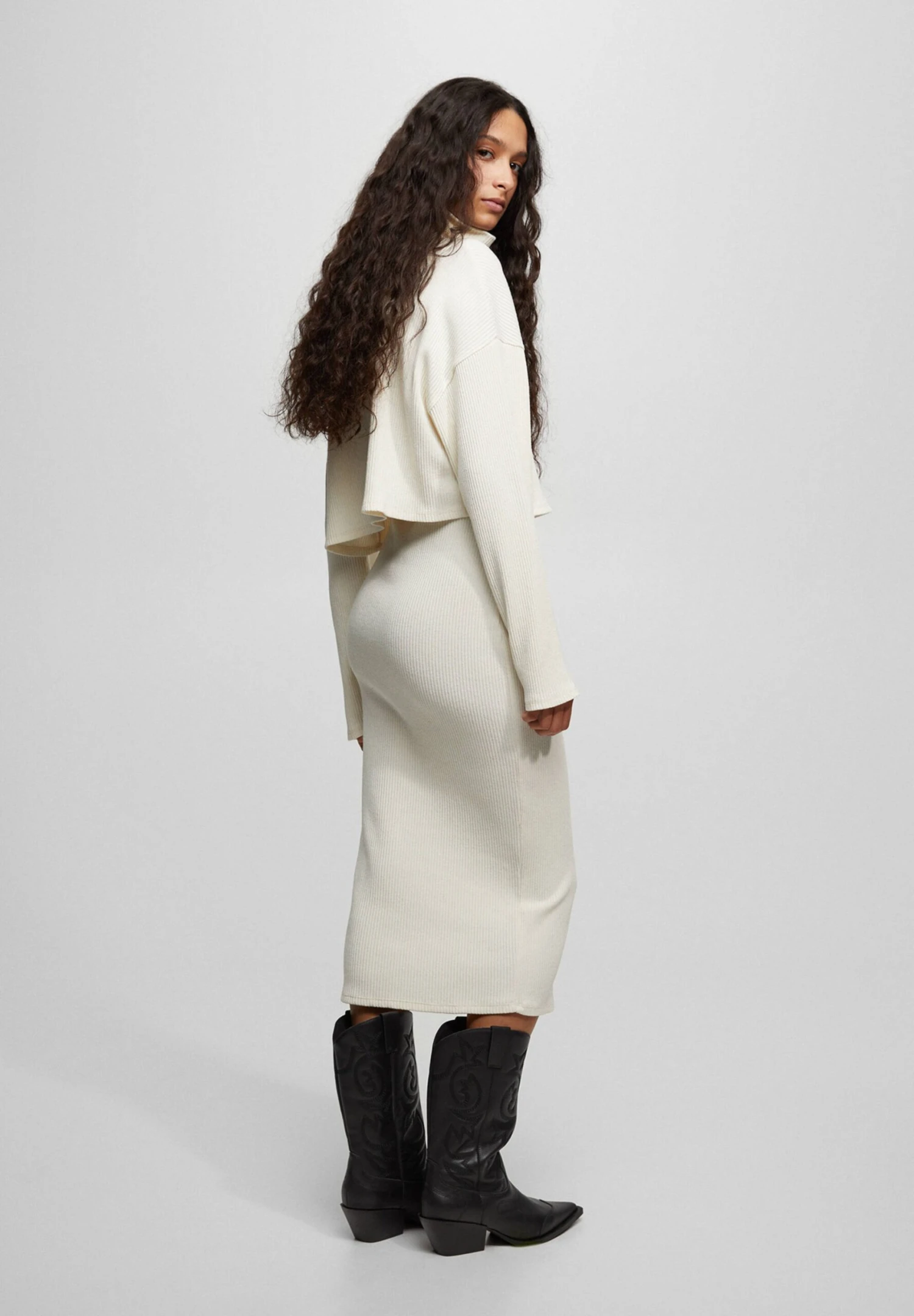 PULL & BEAR Kokerrok - Mottled Beige - Afbeelding 3