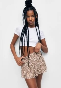 PULL & BEAR Printed - A-Lijn Rok - Brown