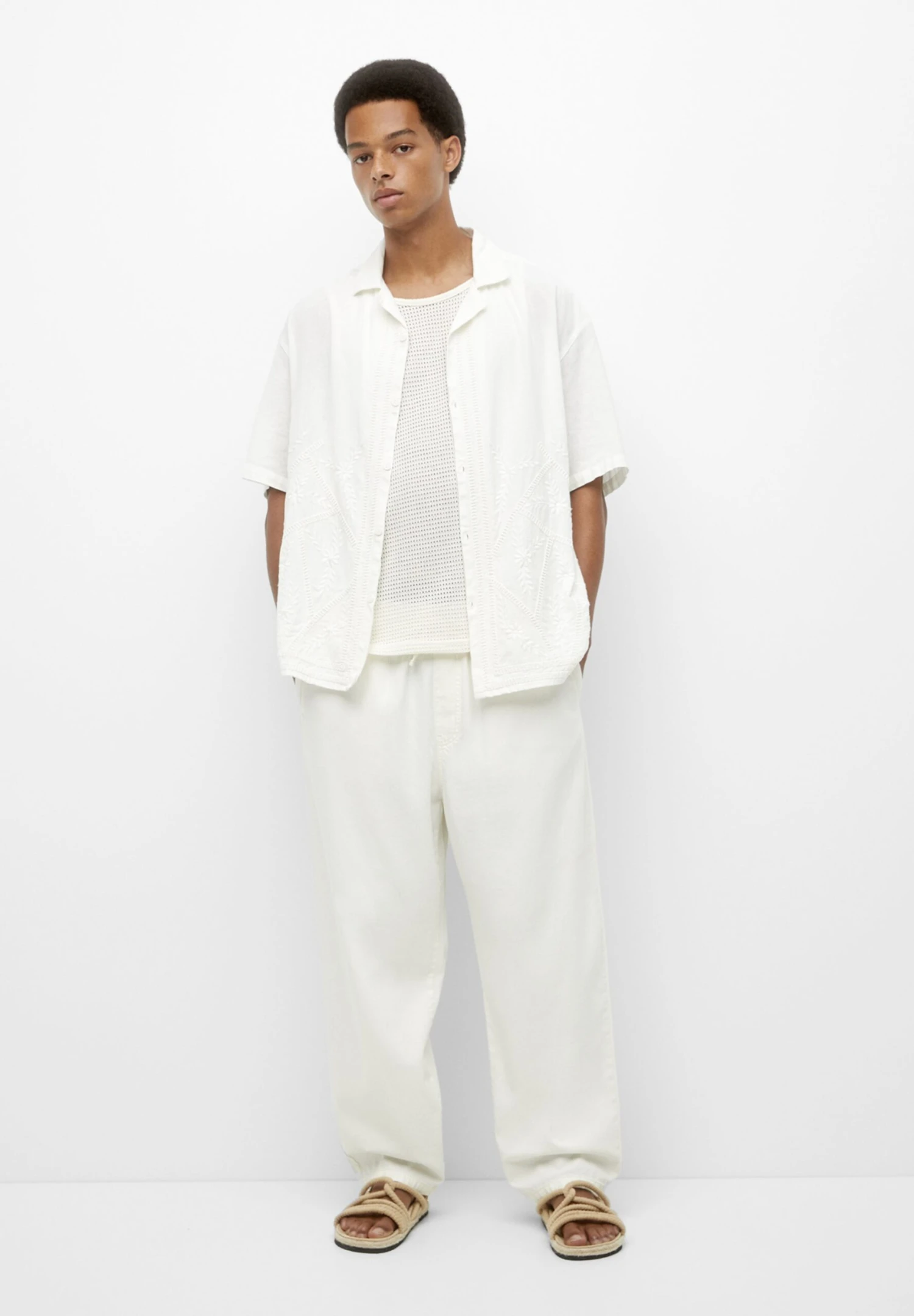 PULL & BEAR With Embroidered Detail - Overhemd - White - Afbeelding 5