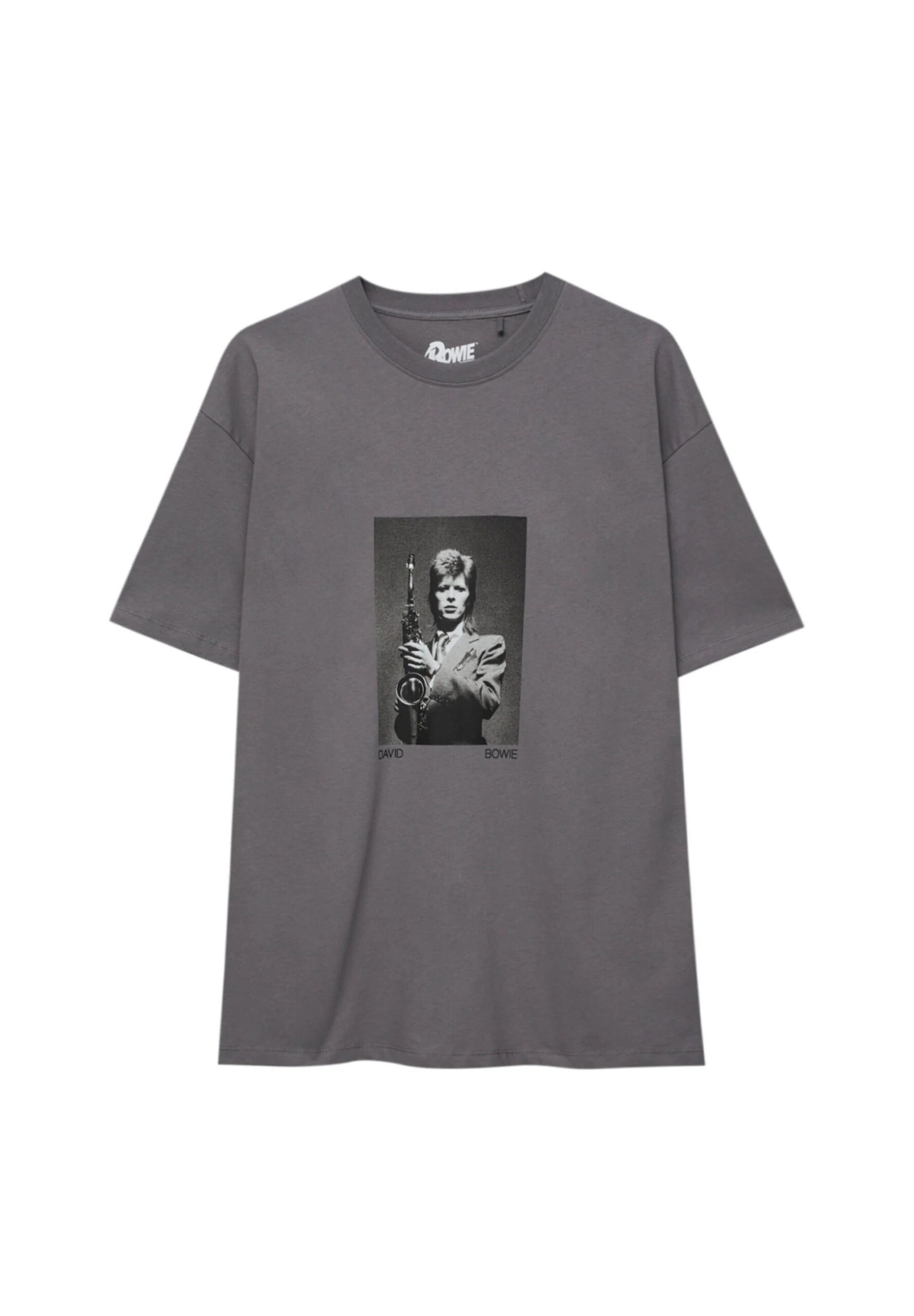 PULL & BEAR David Bowie Photo Print - T-Shirt Print - Grey - Afbeelding 9