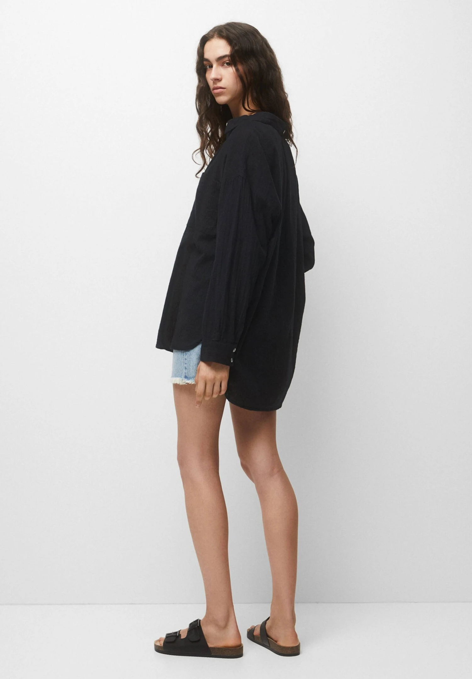 PULL & BEAR Rustic Oversized- Overhemdblouse - Black - Afbeelding 3