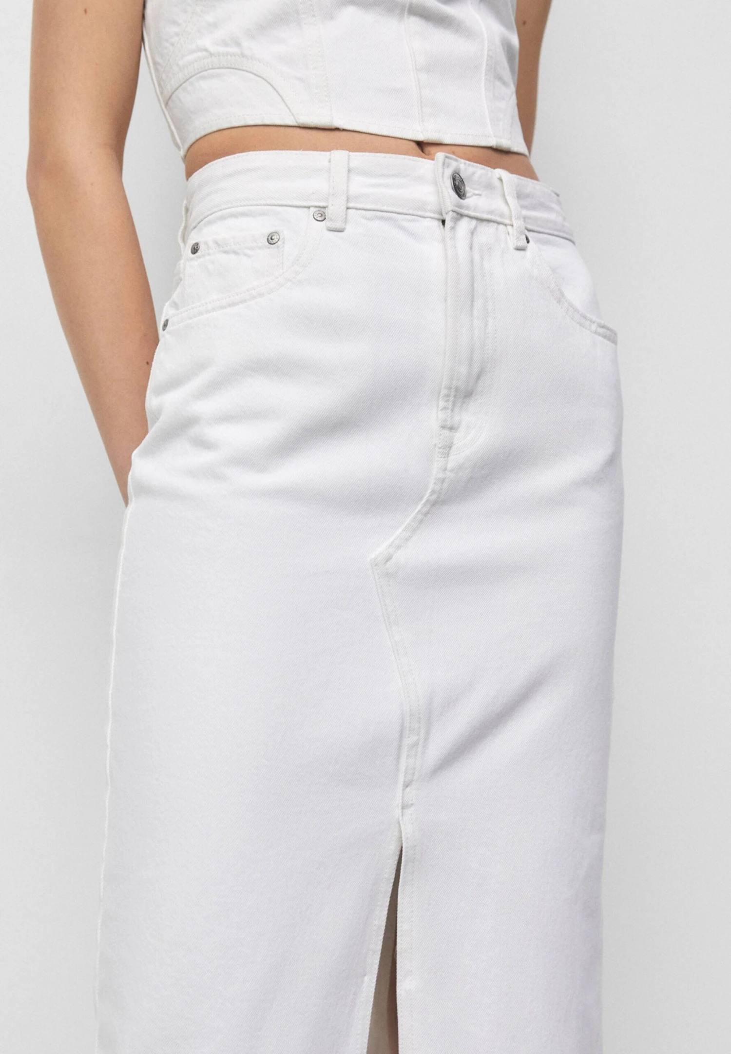 PULL & BEAR Long Denim Skirt - Kokerrok - White - Afbeelding 4