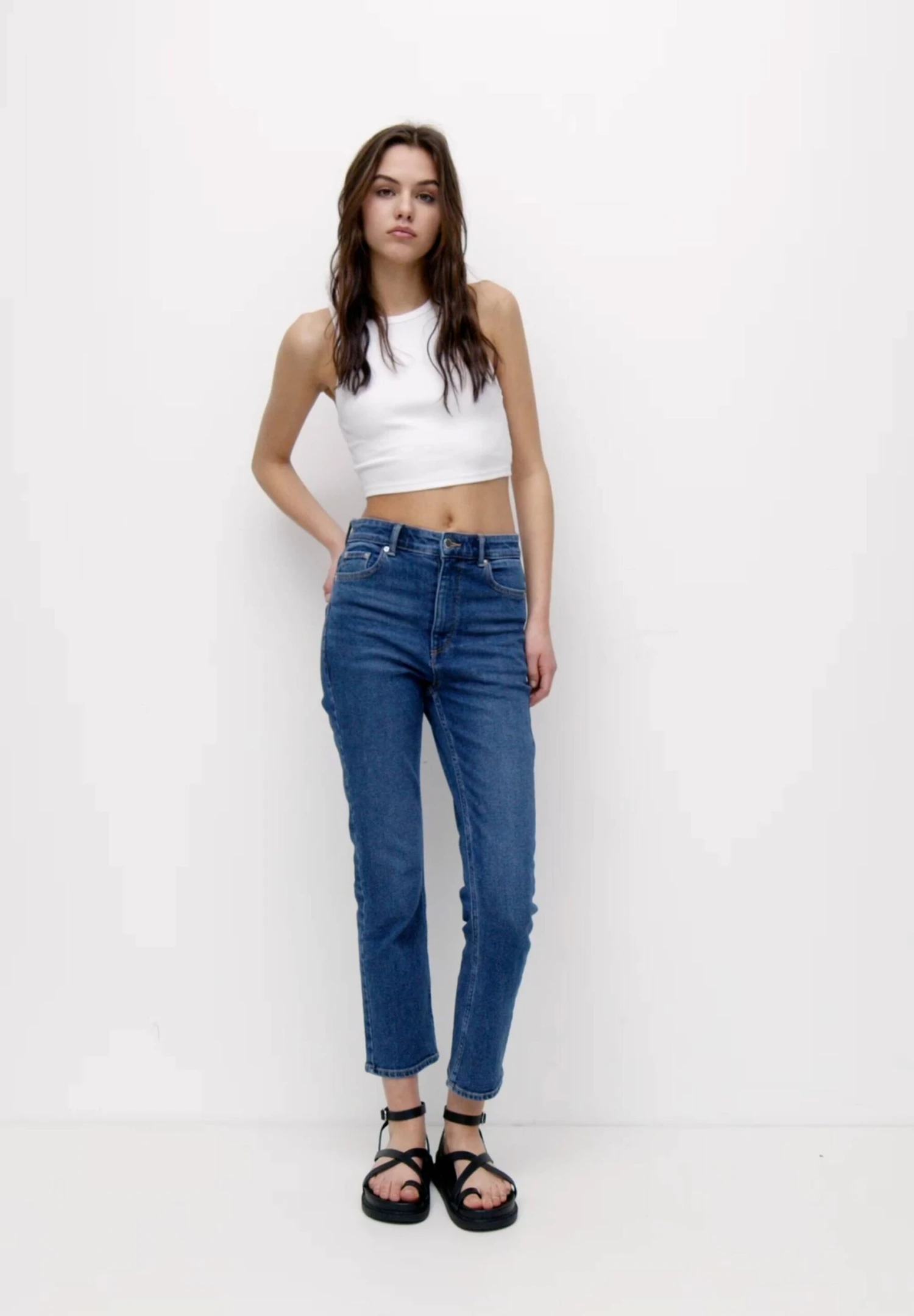 PULL & BEAR High Waist Mom - Slim Fit Jeans - Dark Blue - Afbeelding 6