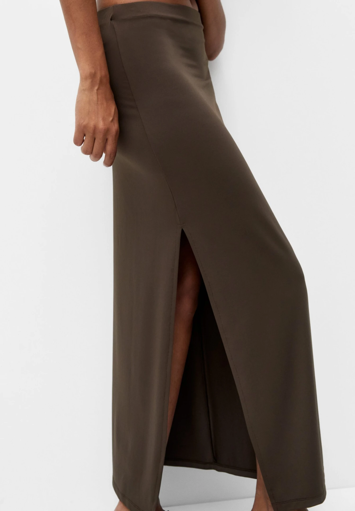 PULL & BEAR Basic-Midi - Kokerrok - Dark Brown - Afbeelding 4