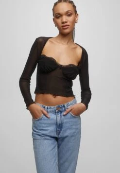 PULL & BEAR Trimmed- Blouse - Black