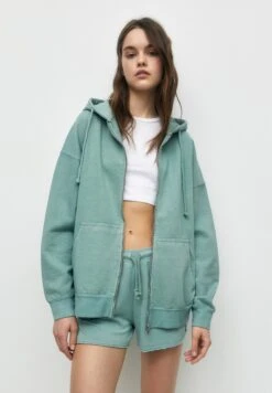 PULL & BEAR Cropped - Sweater Met Rits - Light Green