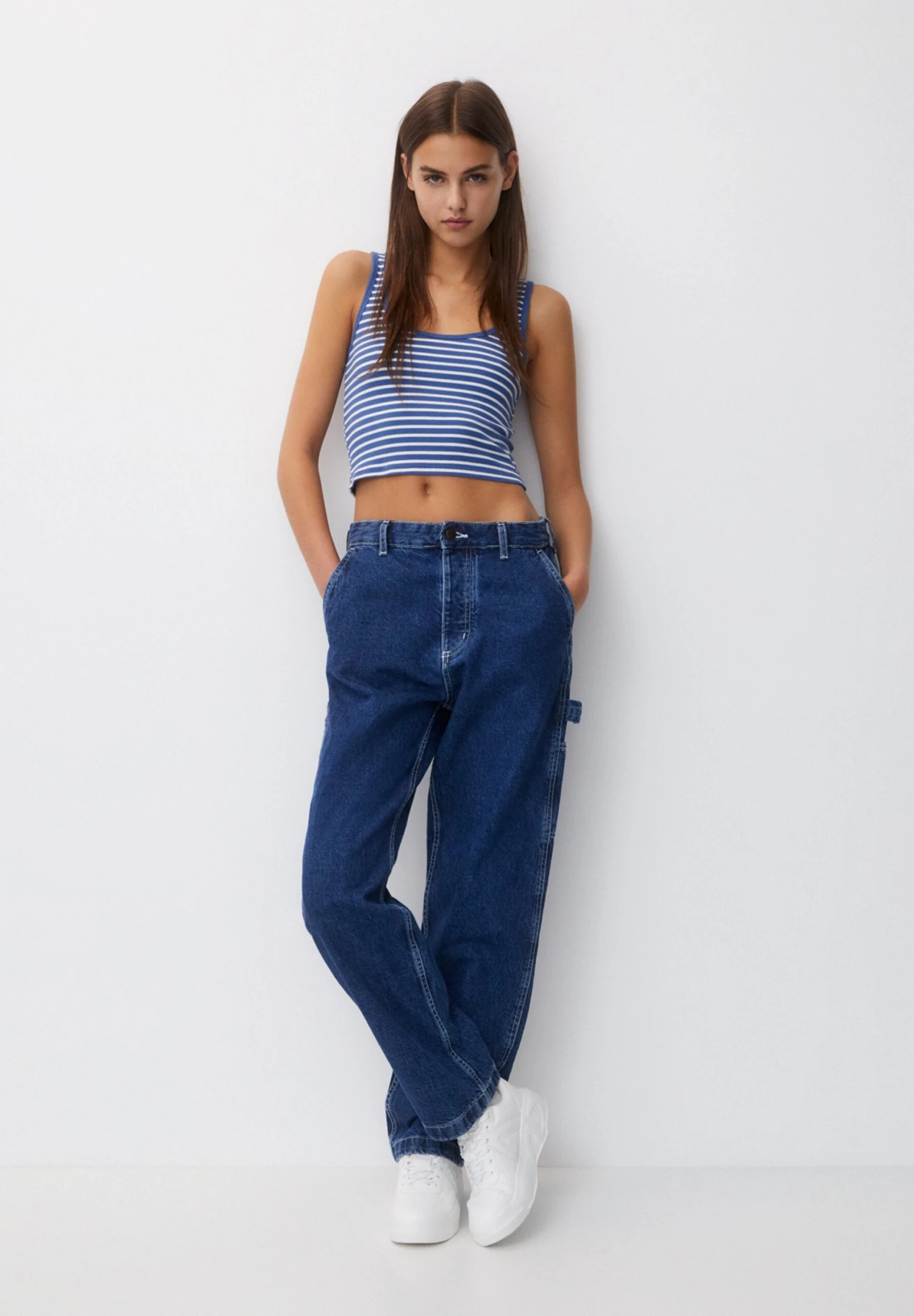 PULL & BEAR Basic Striped - Top - White - Afbeelding 2