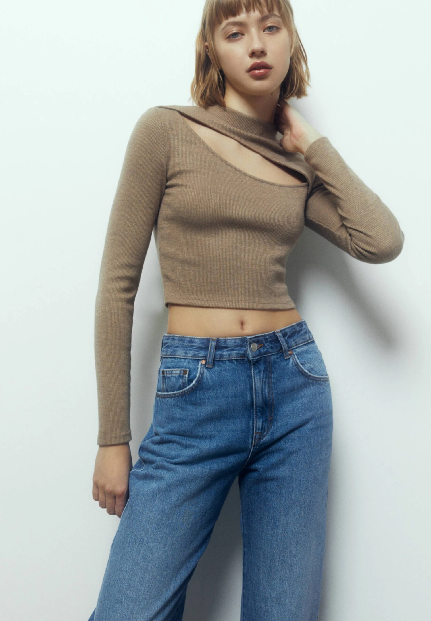 PULL & BEAR Soft- Longsleeve - Mottled Brown - Afbeelding 5