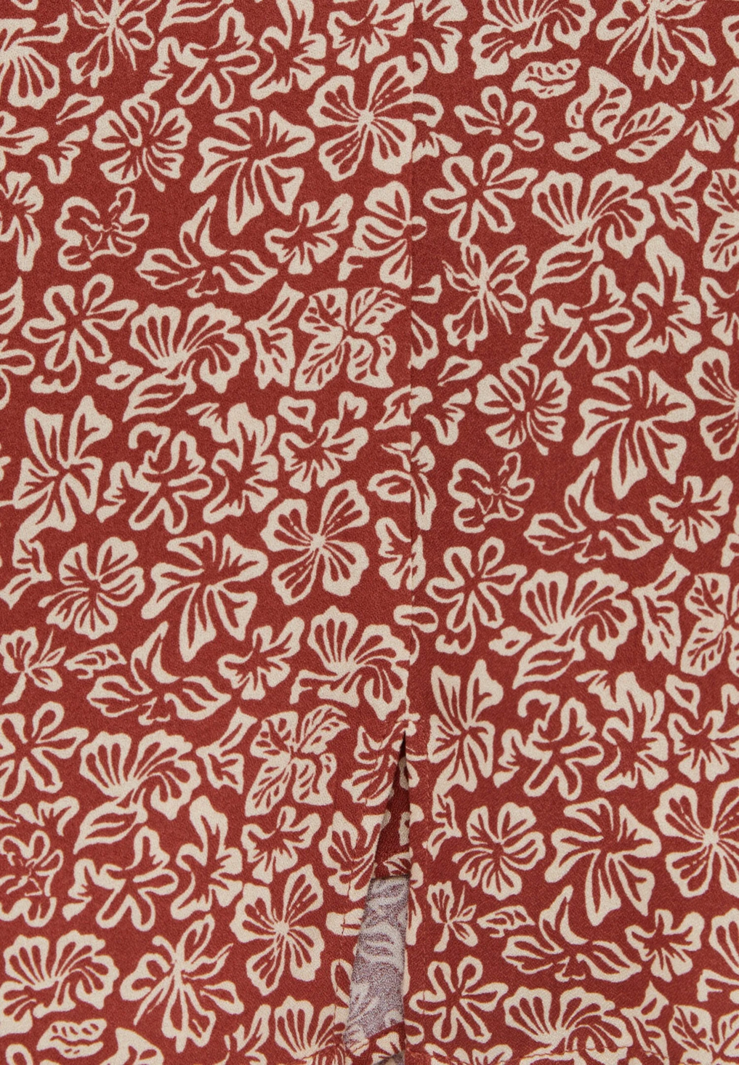 PULL & BEAR Floral Print - A-Lijn Rok - Mottled Dark Red - Afbeelding 6