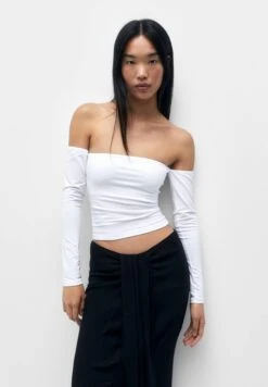 PULL & BEAR Bandeau With Arm Warmers - Longsleeve - White