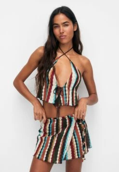 PULL & BEAR Striped Knotted- A-Lijn Rok - Multi Coloured