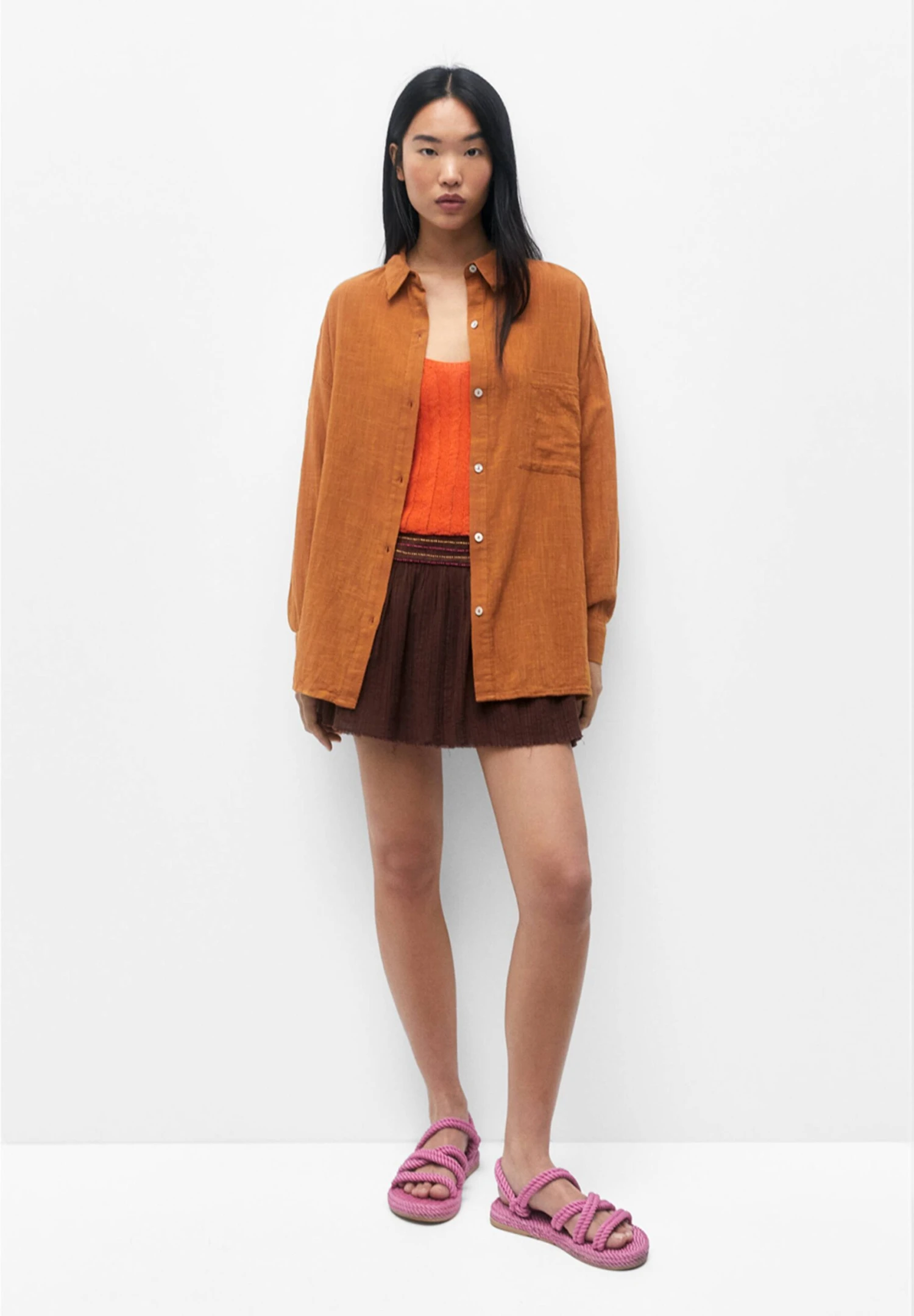 PULL & BEAR Rustic Oversized- Overhemdblouse - Brown - Afbeelding 2