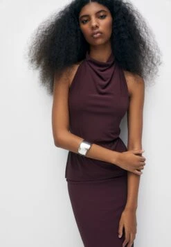 PULL & BEAR Textured Rigid Arm Cuff - Armband - Silver Coloured