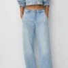 PULL & BEAR Low-Rise Carpenter - Straight Leg Jeans - Light Blue Denim