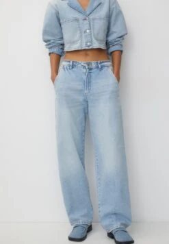 PULL & BEAR Low-Rise Carpenter - Straight Leg Jeans - Light Blue Denim