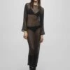 PULL & BEAR Long Sheer - Gebreide Jurk - Mottled Black