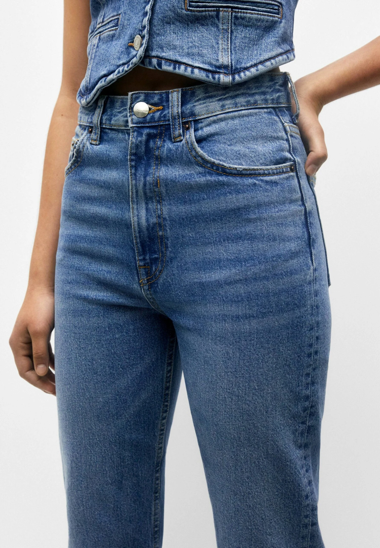 PULL & BEAR High Waist - Straight Leg Jeans - Blue Denim - Afbeelding 4