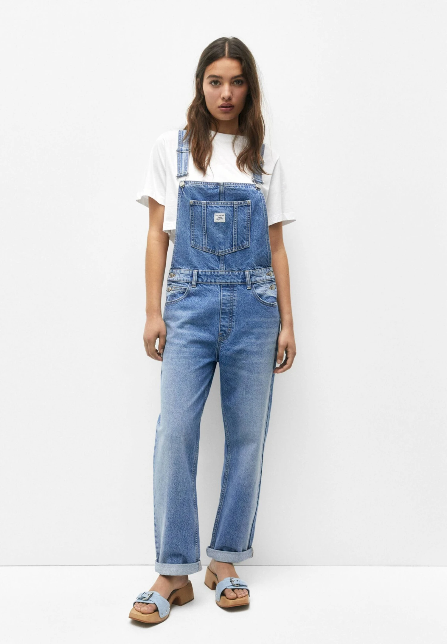 PULL & BEAR Basic- Tuinbroek - Blue Denim