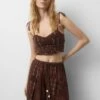 PULL & BEAR Strappy With Shells - Crop - Top - Light Brown