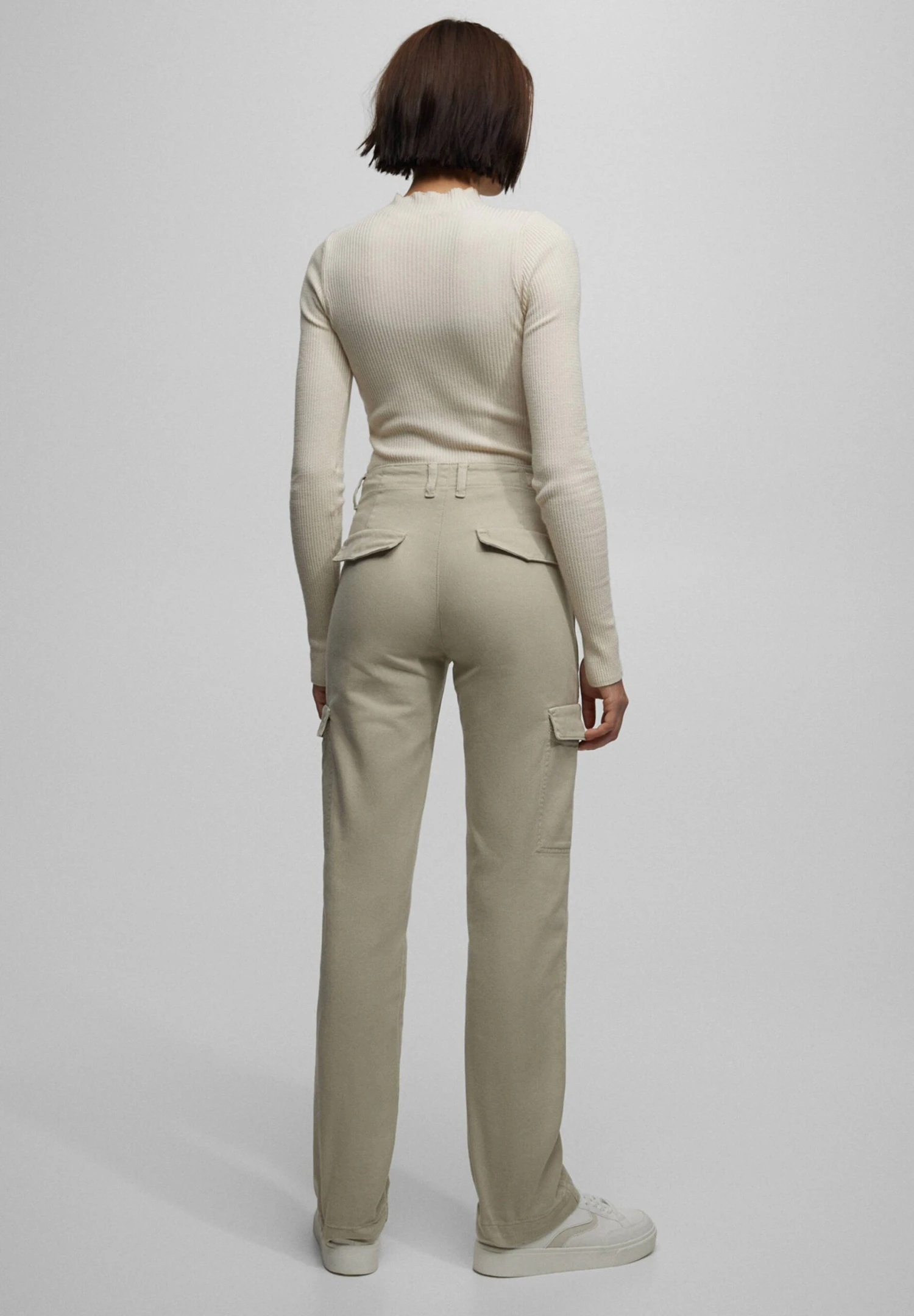 PULL & BEAR Basic Mock NeckWith Slits - Longsleeve - Offwhite - Afbeelding 3