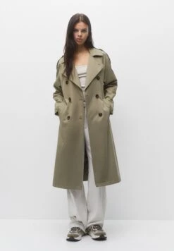 PULL & BEAR Basic- Trenchcoat - Dark Green
