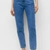 PULL & BEAR Mom - Jeans Tapered Fit - Mottled Dark Blue