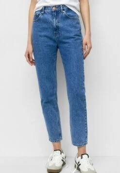 PULL & BEAR Mom - Jeans Tapered Fit - Mottled Dark Blue