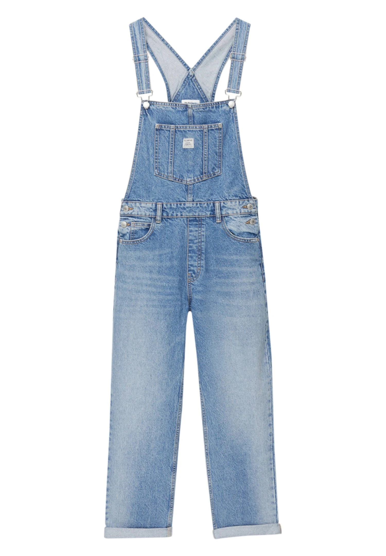 PULL & BEAR Basic- Tuinbroek - Blue Denim - Afbeelding 5