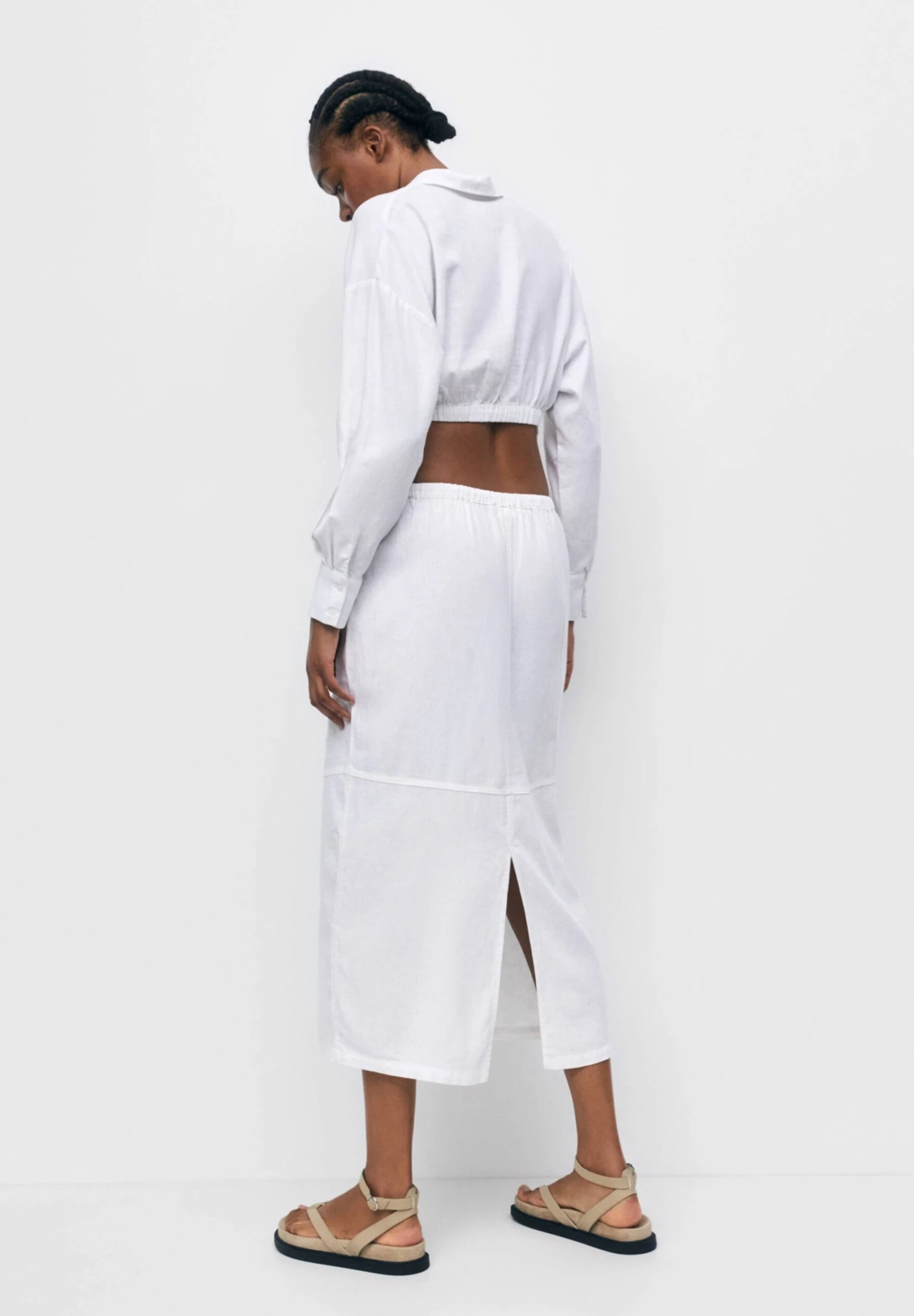 PULL & BEAR With Elastic Waist - A-Lijn Rok - White - Afbeelding 3