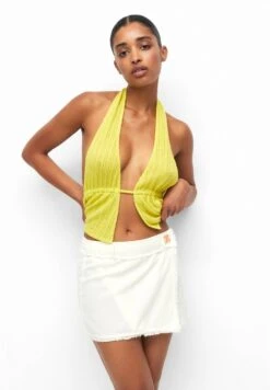 PULL & BEAR With Frayed Edges - A-Lijn Rok - White