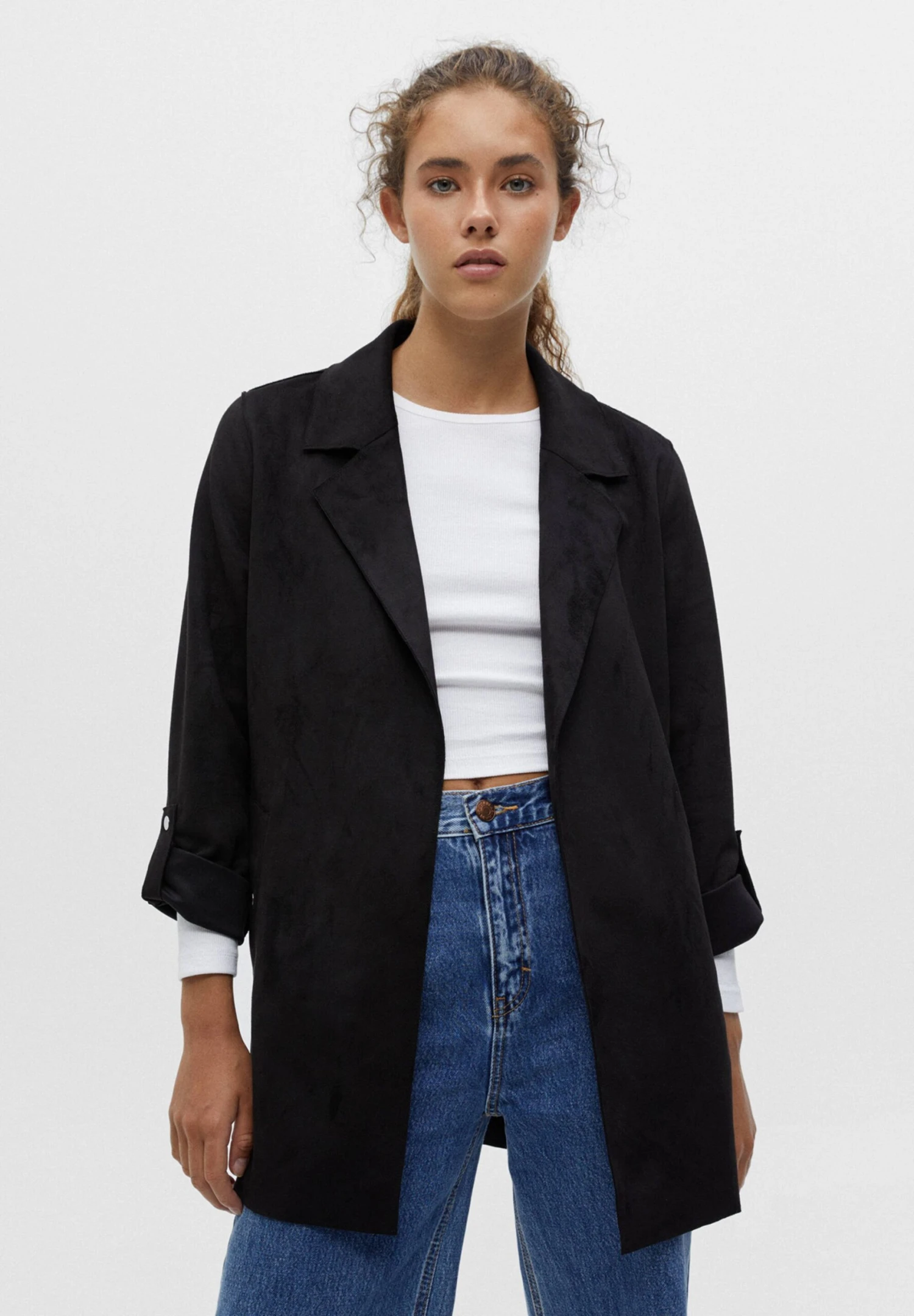 PULL & BEAR Jacket - Mantel - Black