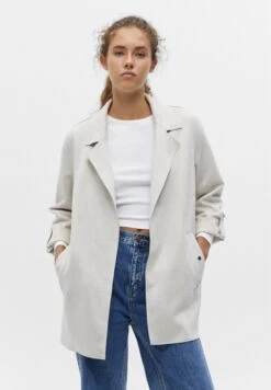 PULL & BEAR Jacket - Mantel - Mottled Beige