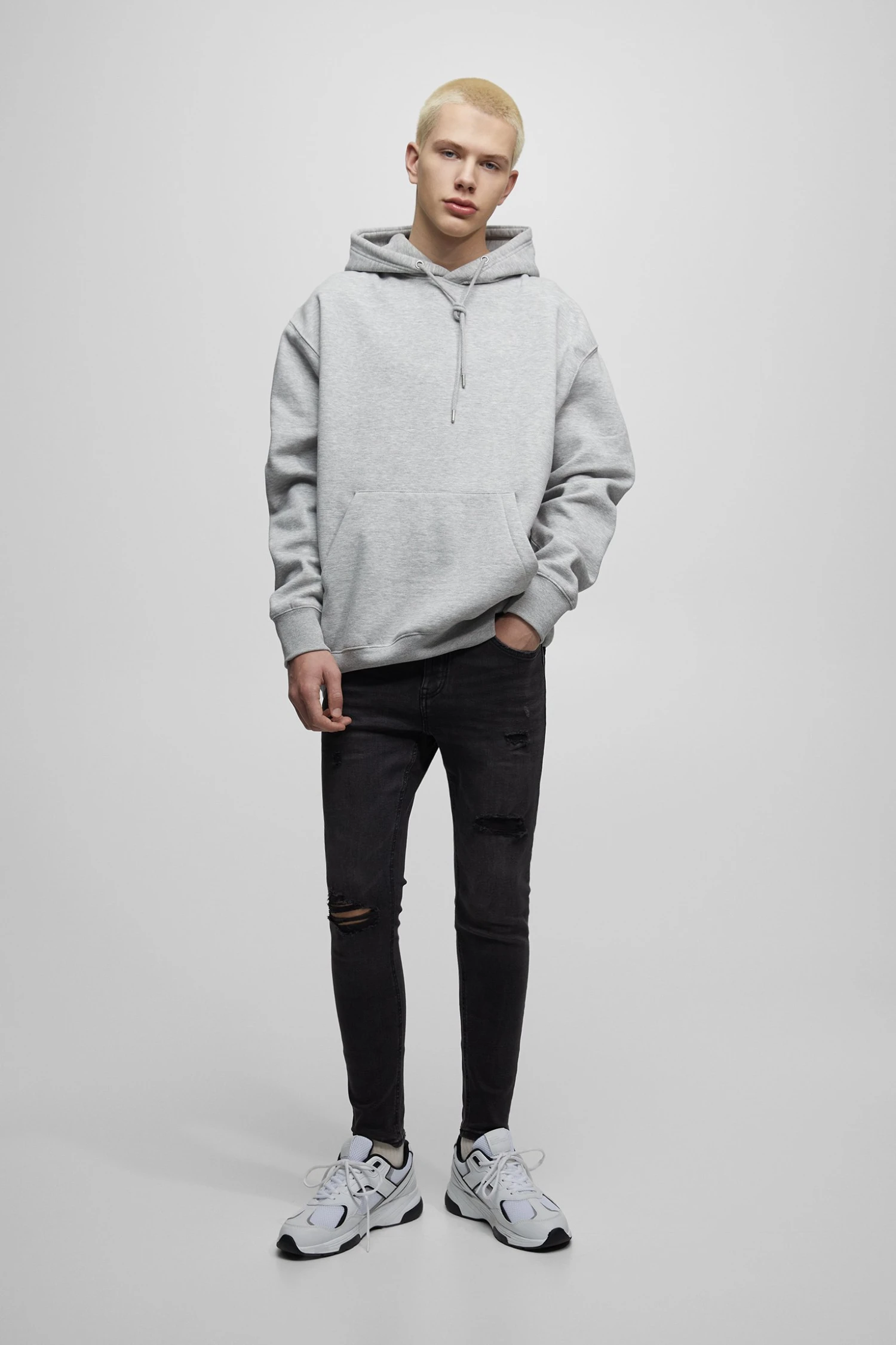PULL & BEAR Basic - Hoodie - Grey - Afbeelding 5
