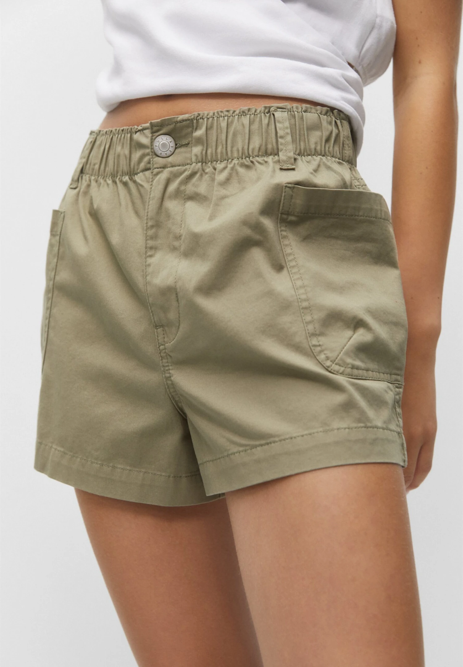 PULL & BEAR Paperbag - Bermuda - Shorts - Khaki - Afbeelding 4